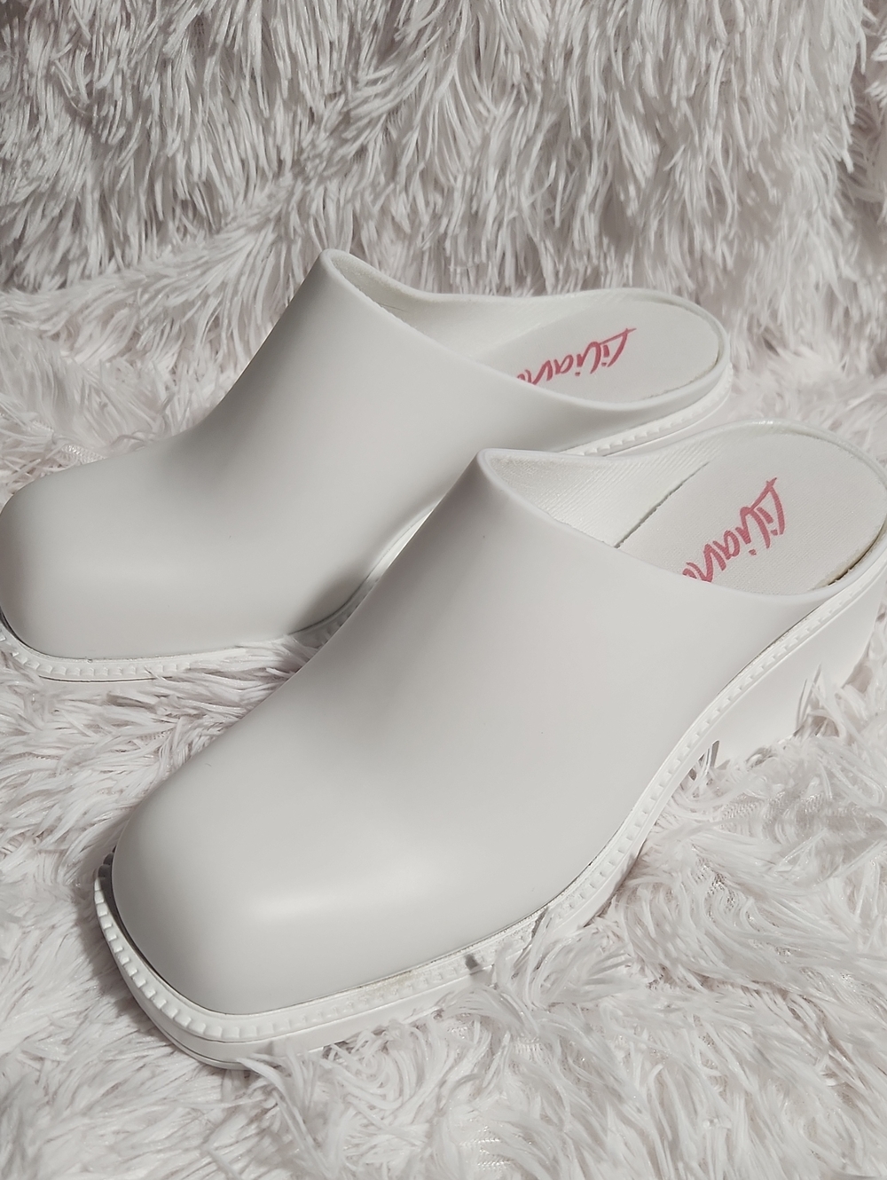 Liliana White Slip-On Clog Mules